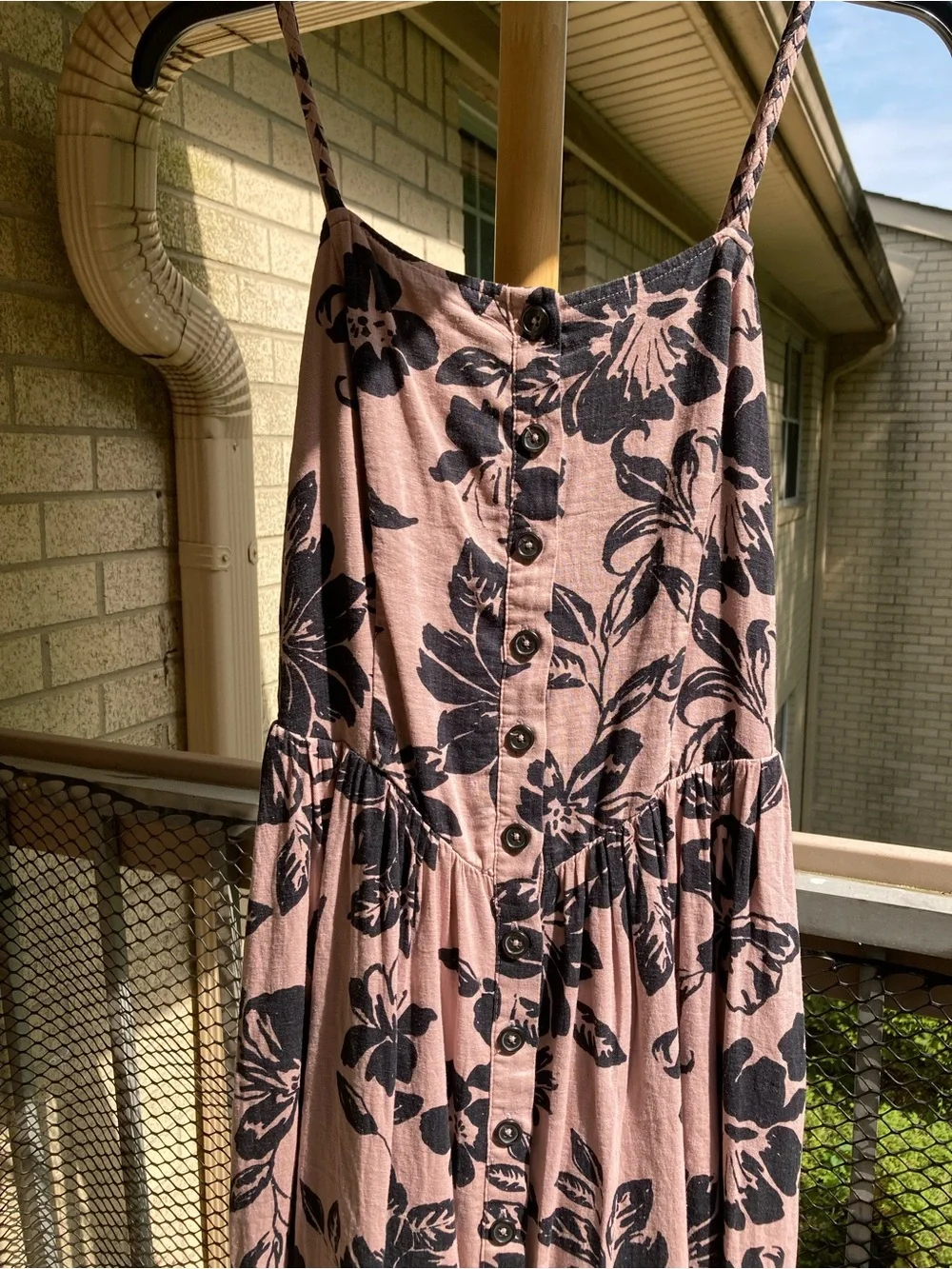 Free People The Perfect Sundress Linen Blend Tropical Floral Button Front Dress